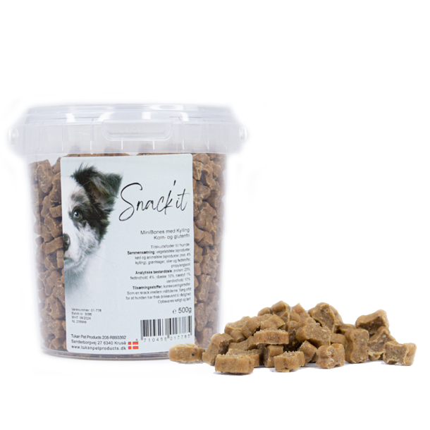 Snack'it Semi-Moist Mini Bones m. Kylling 500g