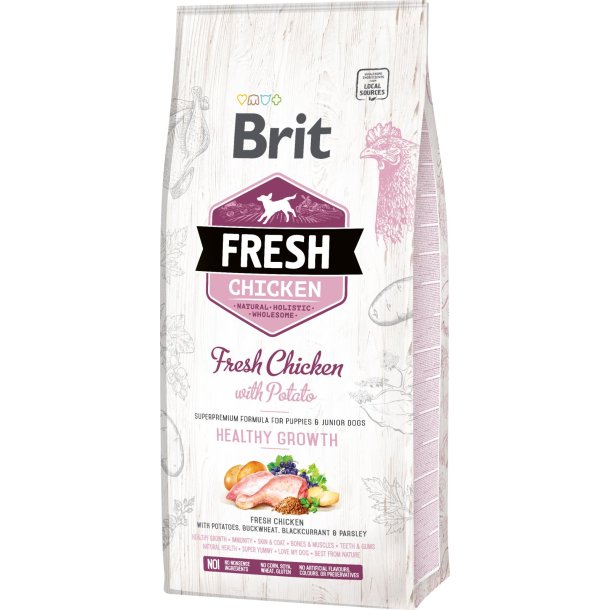 Brit Fresh Puppy Healthy Growth Trfoder, Kylling &amp; Kartoffel