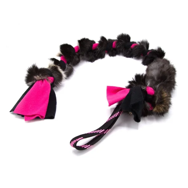 Dummy med �gte kanin og fleece, Sort/Pink