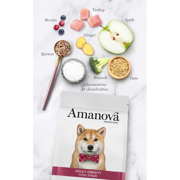 Amanova - L�kker Kalkun - Fedtfattigt hundefoder mod overv�gt