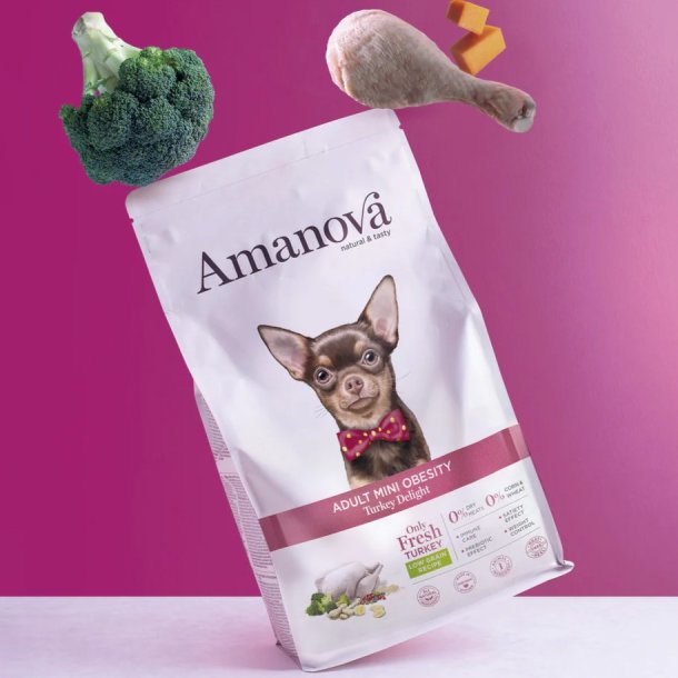 Amanova - L�kker Kalkun - Fedtfattigt hundefoder mod overv�gt til sm� hunde 