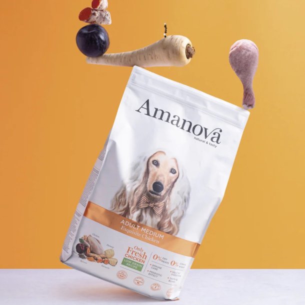 Amanova - Uds�gt Kylling, Voksen hundefoder til mellemstore hunde