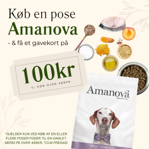 Gavekort p� 100kr til HELE shoppen, fordi du valgte Amanova foder.