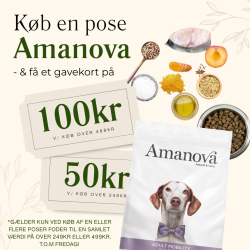 Gavekort p� 50kr. til HELE shoppen, fordi du valgte Amanova foder.
