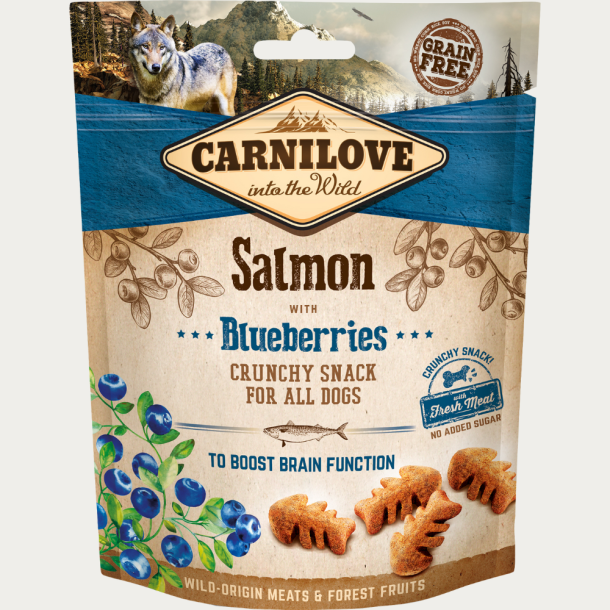 Carnilove Crunchy Snack, Laks &amp; Blbr - 200 gram