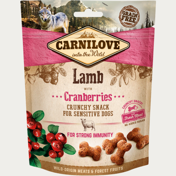 Carnilove Crunchy Snack, Lam &amp; Tranebr - 200 gram