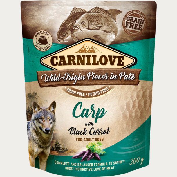 Carnilove Pouch Pat, Karpe &amp; Sorte Gulerdder - 300 gram