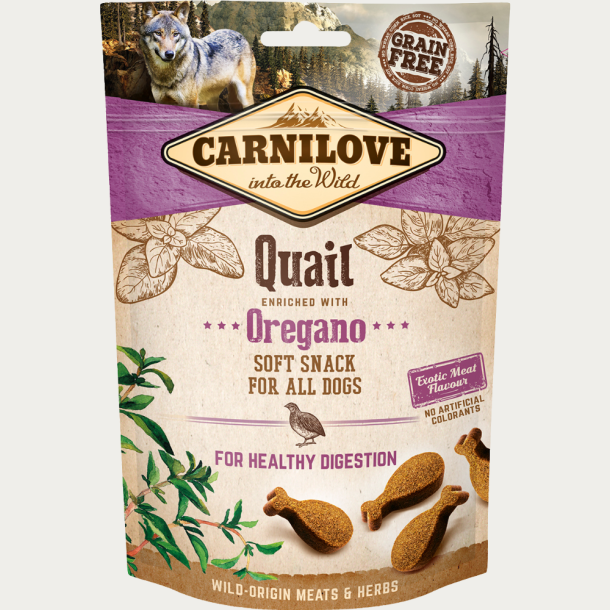 Carnilove Semi-Moist Godbidder, Vagtel &amp; Oregano - 200 gram