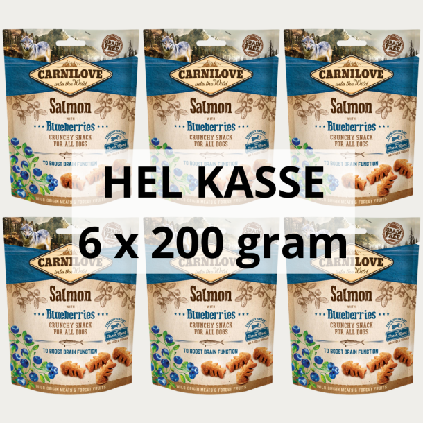 Favoritpakke - Carnilove Crunchy Snack, Laks &amp; Blbr - 6 x 200 gram