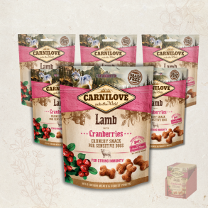 Favoritpakke - Carnilove Crunchy Snack, Lam & Tranebr - 6 x 200 gram