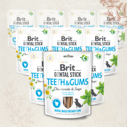 Favoritpakke - Brit Dental Stick Teeth &amp; Gums, Kamille &amp; Salvie - 10 x 7 stk.