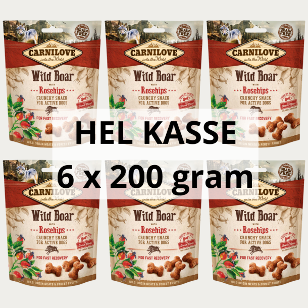 HEL KASSE - Carnilove Crunchy Snack, Vildsvin &amp; Hyben - 6 x 200 gram