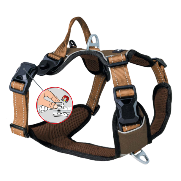Petlando - Outdoor Magnetech Hundesele, Mocha/ Cognac