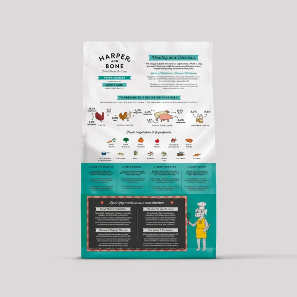 Haper &amp; Bone - Fresh Market, Kornfrit voksen hundefoder til sm� hunde 