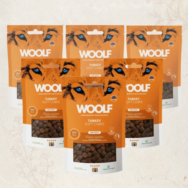 Favoritpakke - Woolf Soft Cubes Kalkun, 6 x 100g