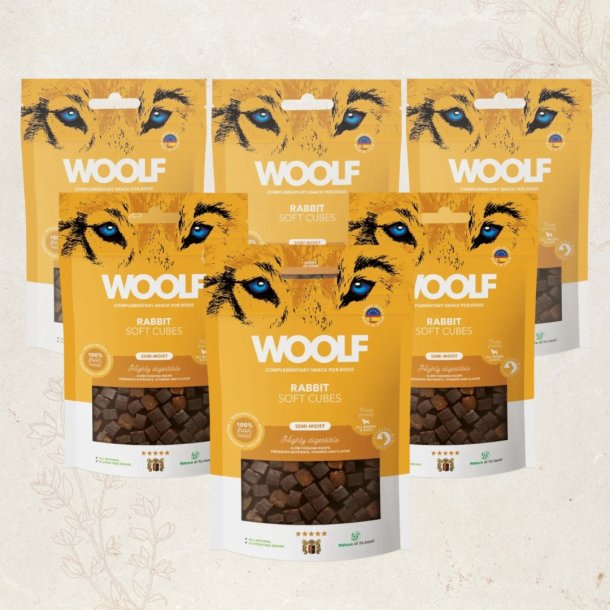 Favoritpakke - Woolf Soft Cubes med kanin, 6 x 100g
