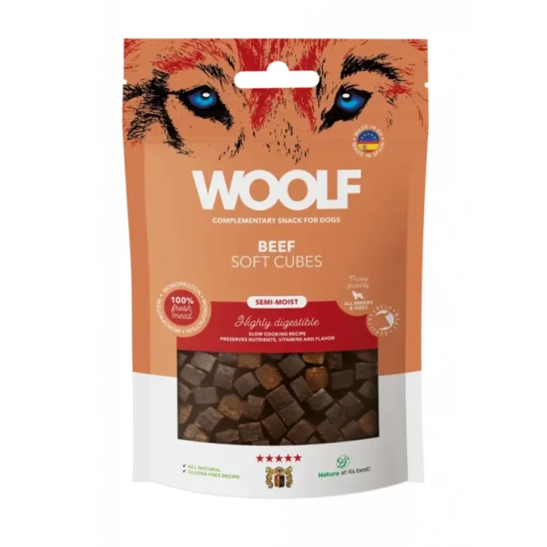 Woolf Soft Cubes Oksekd, 100g