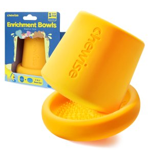 Chewise 2-i-1 Mltidsbowl & Slikkemtte - Gul