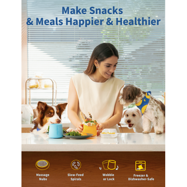 Chewise 2-i-1 Mltidsbowl &amp; Slikkemtte - Gul