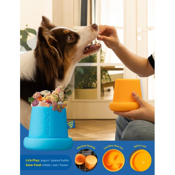 Chewise 2-i-1 Mltidsbowl &amp; Slikkemtte - Gul