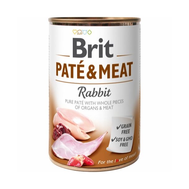 Brit Pat&eacute; &amp; Meat Vdfoder, Kanin - 400 g 
