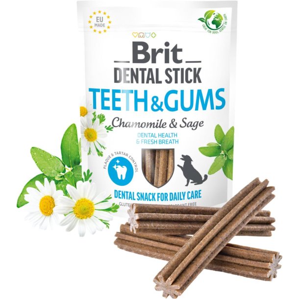 Brit Dental Stick Teeth &amp; Gums, Kamille &amp; Salvie - 7 stk.