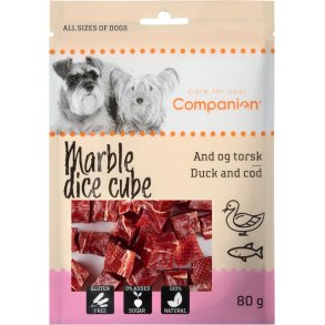 Marble dice cube med and og torsk