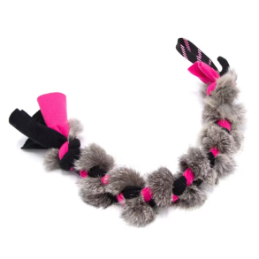 Dummy med �gte kanin og fleece, Sort/Pink