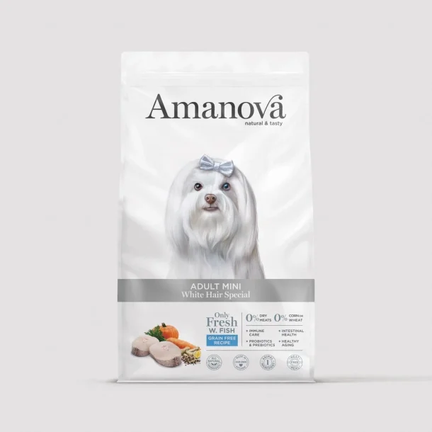 Amanova - White Hair Special, kornfrit voksen hundefoder til sm� hunde