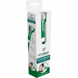 Vet's Best 3 delt hunde tandbrste, 21 cm