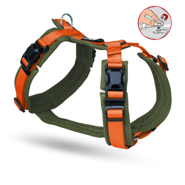 Petlando - Y-Comfort Magnetech Hundesele, Army/Orange